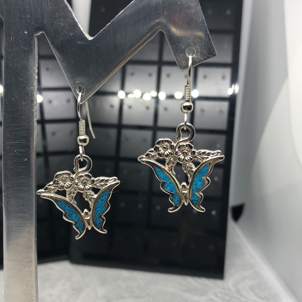 Signed mark 87 southwestern boho style statement earrings dangle drop
